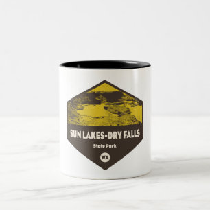 Sol-Sjöar-Dry Falls State Park Washington Washingt Två-Tonad Mugg