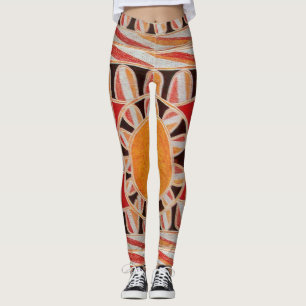 SOL SOLAR ENERGY Abstrakt Geometric Red Orange Leggings