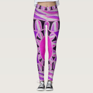 SOL SOLAR ENERGY Abstrakt Geometric Rosa,Vit Leggings