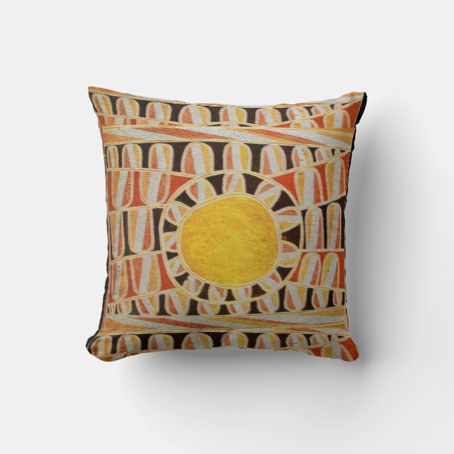 SOL SOLAR ENERGY Gult Orange Red Black White Kudde (Framsida)