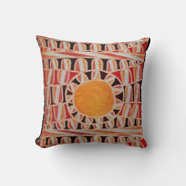 SOL SOLAR ENERGY Gult Orange Red Black White Kudde (Framsida)