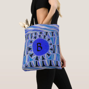 SOL SOLAR ENERGY MONOGRAM Aqua Blue Black Tygkasse