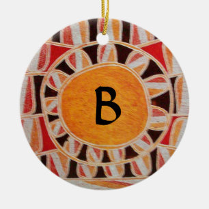 SOL SOLAR ENERGY MONOGRAM gult orange röd svart Julgransprydnad Keramik