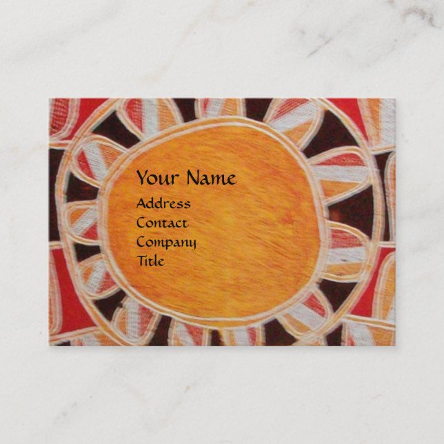 SOL SOLAR ENERGY MONOGRAM gult orange röd svart Visitkort (Framsida)