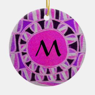 SOL SOLAR ENERGY MONOGRAM Rosa Lila Blue Black Julgransprydnad Keramik
