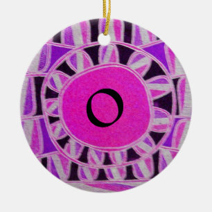 SOL SOLAR ENERGY MONOGRAM Rosa Lila White Black Julgransprydnad Keramik