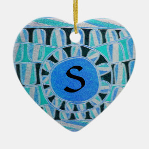 SOL SOLAR ENERGY VALENTINE'S DAY HEART MONOGRAM JULGRANSPRYDNAD KERAMIK