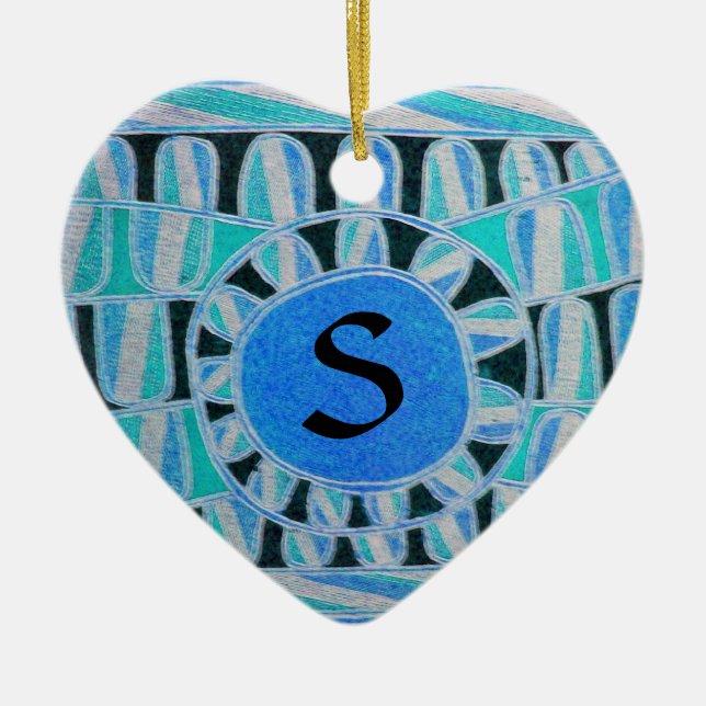SOL SOLAR ENERGY VALENTINE'S DAY HEART MONOGRAM JULGRANSPRYDNAD KERAMIK (Framsidan)