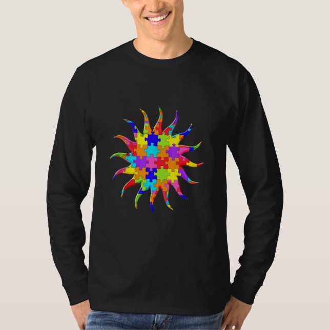 Sol Solar System Jigszawa Autism Puzzle T Shirt (Framsida)