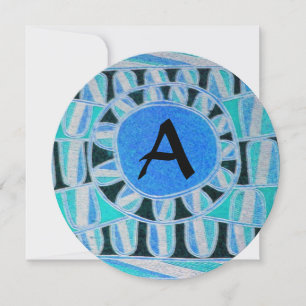 SOL SOLENERGI MONOGRAM Aqua Blå Abstrakt Inbjudningar