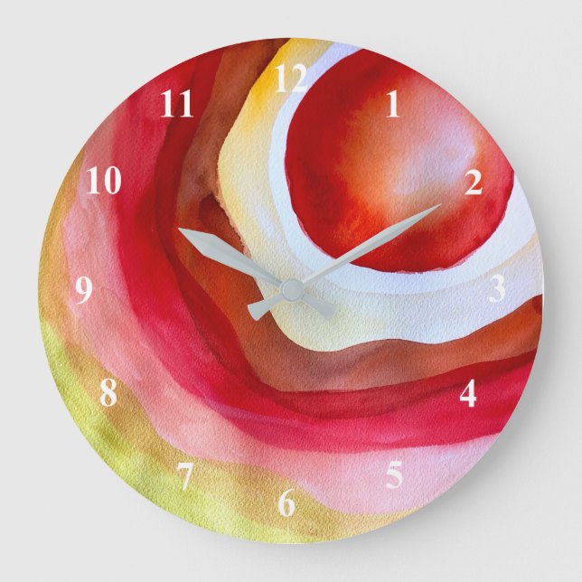 Sol solnedgång i vattenfärg stor klocka (Framsida)