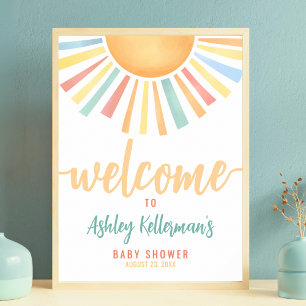 Sol Solsken Baby Shower Välkomstskylt Poster