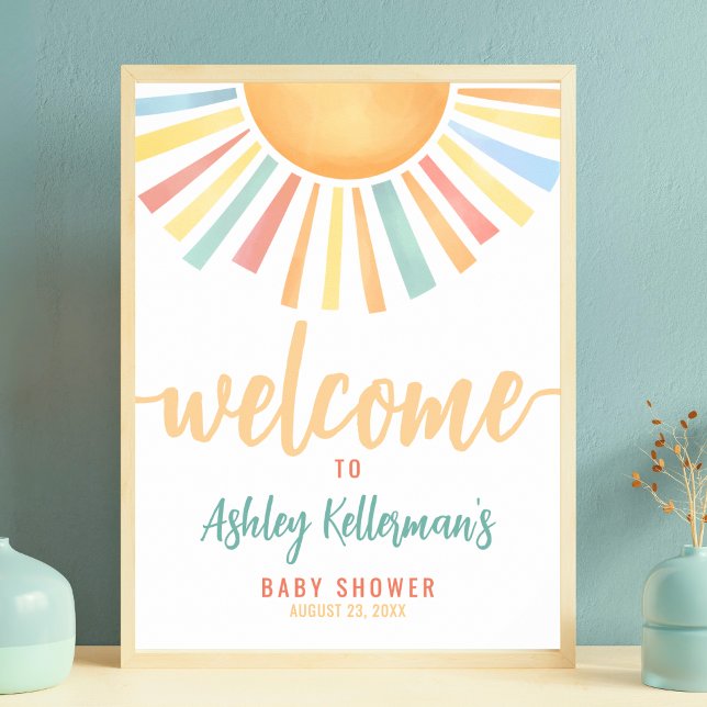Sol Solsken Baby Shower Välkomstskylt Poster (Sun Sunshine Baby Shower Welcome Sign)