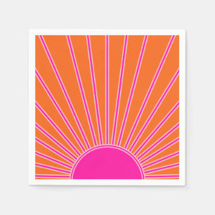 Sol Soluppgång Orange och Shock rosa Solnedgång Pappersservett