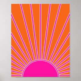 Sol Soluppgång Orange och Shock rosa Solnedgång Poster