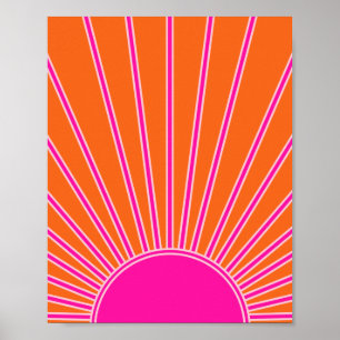 Sol Soluppgång Orange och Shock rosa Solnedgång Poster