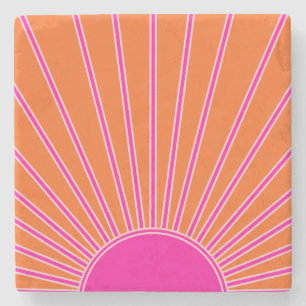 Sol Soluppgång Orange och Shock rosa Solnedgång Stenunderlägg