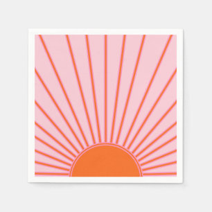 Sol Soluppgång Pastel Rosa och Orange Solskine Pappersservett