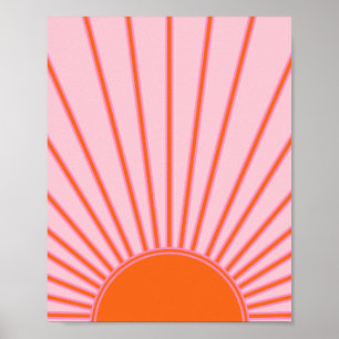 Sol Soluppgång Pastel Rosa och Orange Solskine Poster