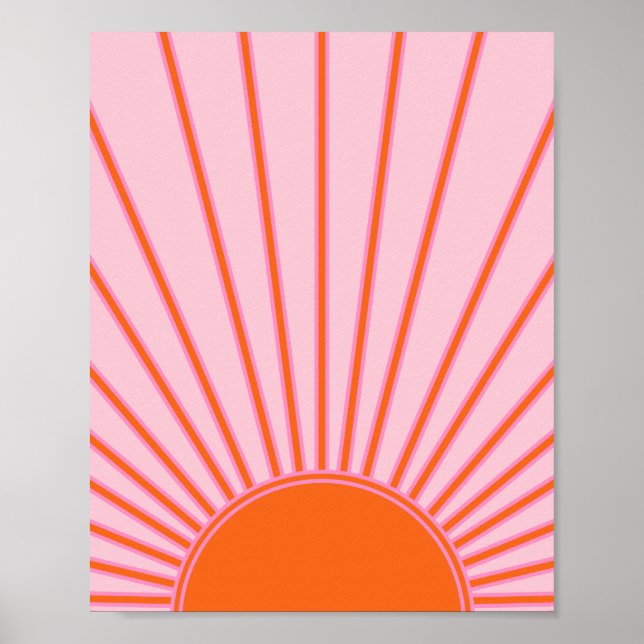 Sol Soluppgång Pastel Rosa och Orange Solskine Poster (Framsidan)