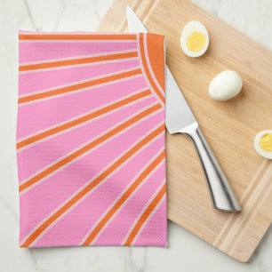 Sol Soluppgång Rosa och Orange Vintage Boho Sunsh Kökshandduk
