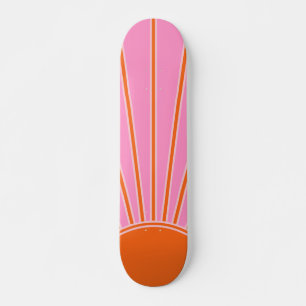 Sol Soluppgång Rosa och Orange Vintage Boho Sunshi Mini Skateboard Bräda 18,5 Cm