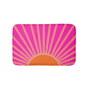 Sol Soluppgång Shock rosa och Orange Preppy Sunsh Badrumsmatta