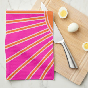 Sol Soluppgång Shock rosa och Orange Preppy Sunsh Kökshandduk