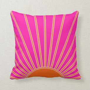 Sol Soluppgång Shock rosa och Orange Preppy Sunsh Kudde