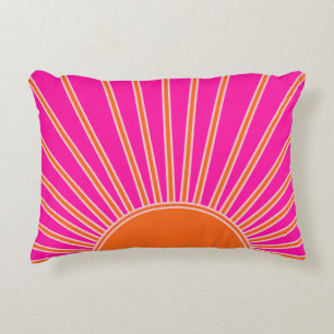 Sol Soluppgång Shock rosa och Orange Preppy Sunsh Prydnadskudde