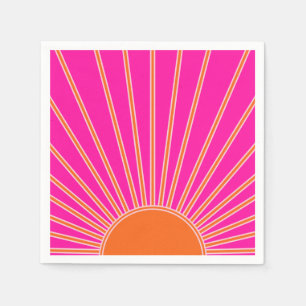 Sol Soluppgång Shock rosa och Orange Preppy Sunshi Pappersservett