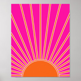 Sol Soluppgång Shock rosa och Orange Preppy Sunshi Poster