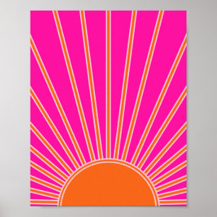 Sol Soluppgång Shock rosa och Orange Preppy Sunshi Poster