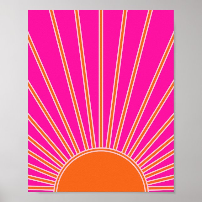 Sol Soluppgång Shock rosa och Orange Preppy Sunshi Poster (Framsidan)