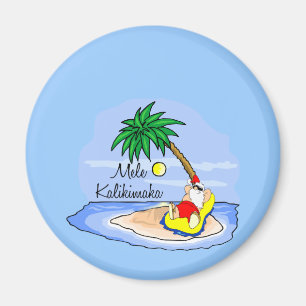 Sol som badar Santa hawaiansk julaftonutslagsplats Magnet