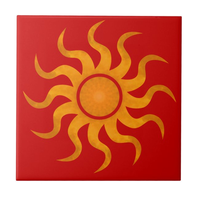 Sol Spicy Red Tile - liten Kakelplatta (Framsidan)