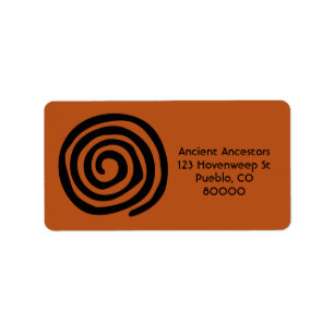 Sol Spiral Native American Petroglyf Symbol Adressetikett