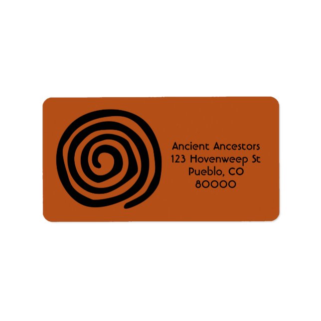 Sol Spiral Native American Petroglyf Symbol Adressetikett (Framsidan)