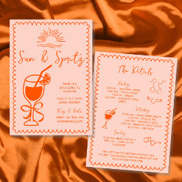 Sol & Spritz Hand plockade Bachelorette Helg Inbjudningar