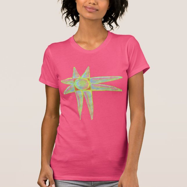 Sol Star Abstrakt Art till Bära T Shirt (Framsida)