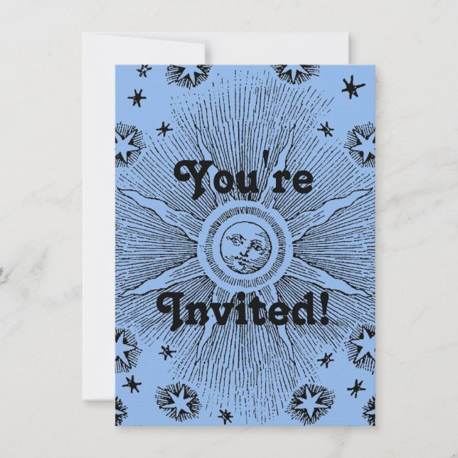 Sol Stars Antique Night Himlar Medieval Zodiac Inbjudningar (Framsida)