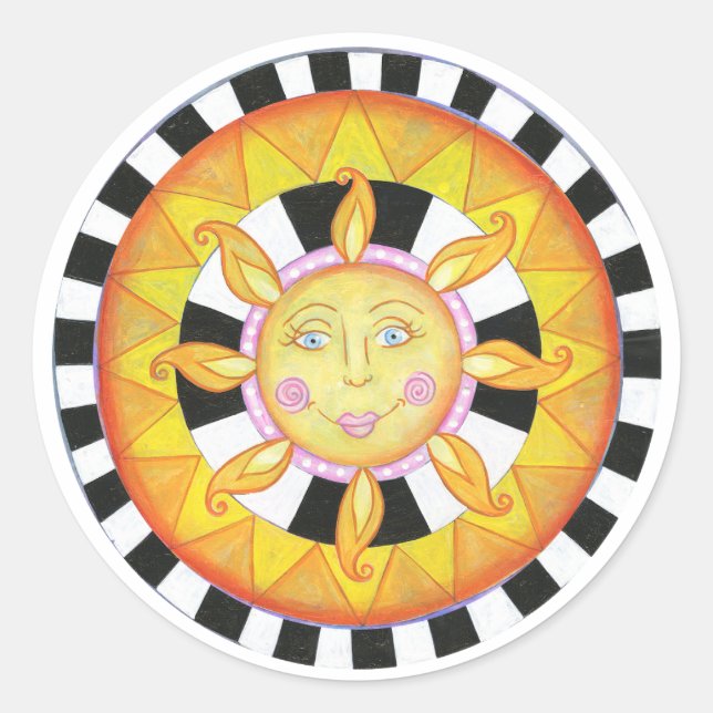 Sol Sticker Runt Klistermärke (Framsida)