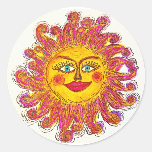 Sol Sticker Runt Klistermärke (Framsida)
