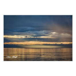 Sol Stiga upp över Sjö Konstanz Fototryck