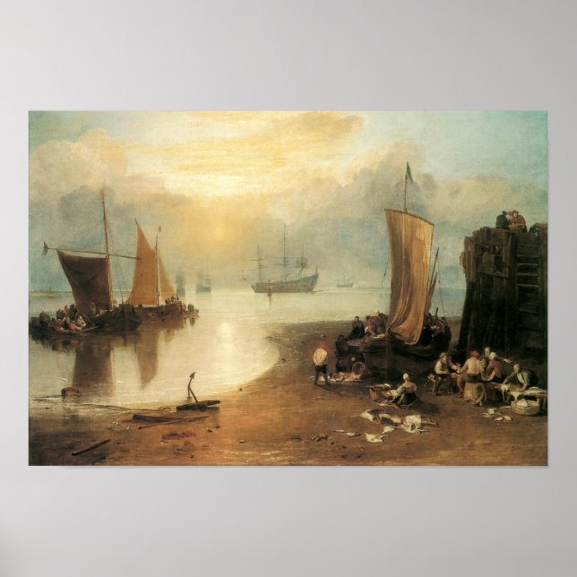 Sol Stigning genom förångare av Joseph Turner Poster (Framsidan)