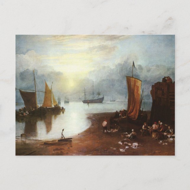 Sol Stigning genom yrkesfiskare, J.M.W. Turner Vykort (Framsida)