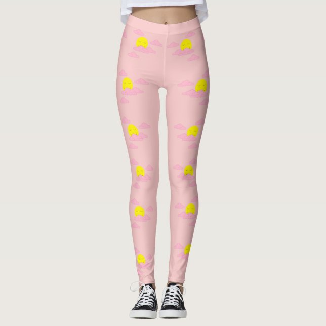 Sol Stigning i Hazy, Rosa Himlar II Leggings (Framsida)