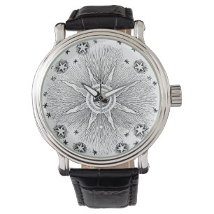 Sol Stjärnor Antik Natthimmel Medeltida Zodiak Armbandsur