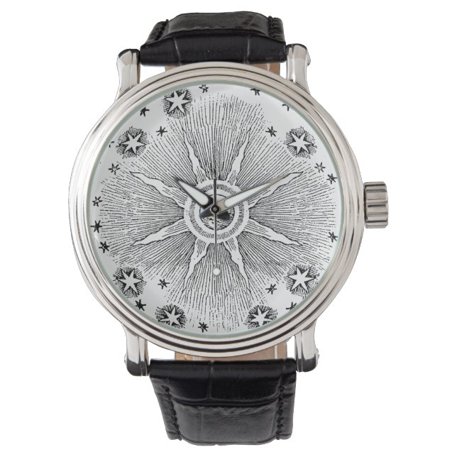 Sol Stjärnor Antik Natthimmel Medeltida Zodiak Armbandsur (Framsida)