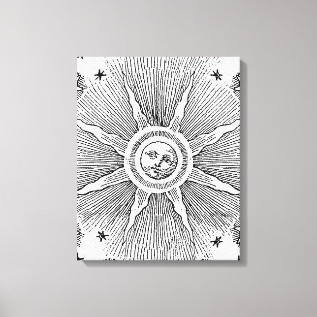 Sol Stjärnor Antik Natthimmel Medeltida Zodiak Canvastryck (Framsida)